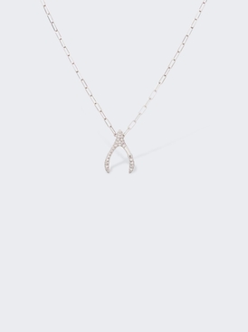 Wishbone Small Pave Diamond Necklace 18k White Gold