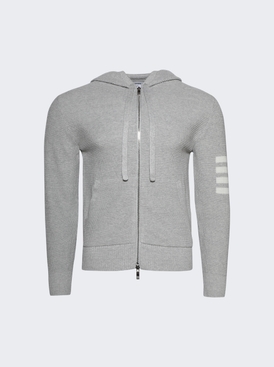 Textured Stitch Zip Up Hoodie Light Grey