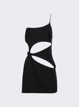 Single Strap Asymmetric Cutout Mini Dress Black