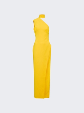Asymmetrical High Neck Shoulder Dress