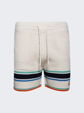 Crochet Effect Tennis Shorts White