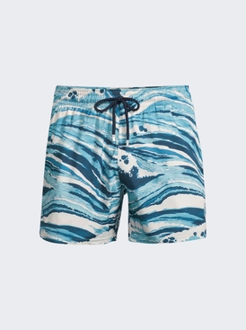 X Maison Kitsune Moorise Wave Swim Shorts Blue