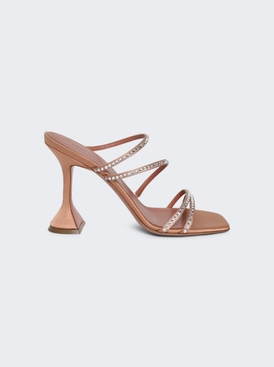 Naima Satin Crystal Slipper Sandals Latte