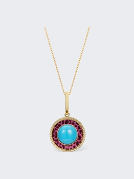 Ready To Race Leopard Enamel And Turquoise Necklace