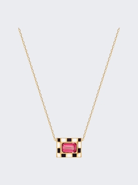 Lets Play Chess Mini Pendant Necklace Pink Topaz