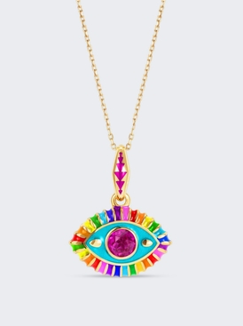 Life In Color Eye Pendant Necklace Pink Topaz