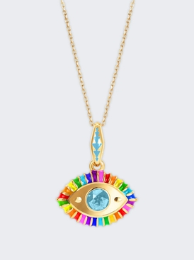 Life In Colour Eye Pendant Necklace Rainbow Enamel and Topaz