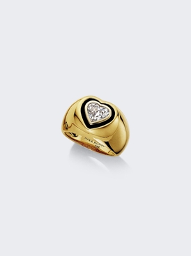Heart Shape Diamond Pinky Ring 18k Yellow and White Gold