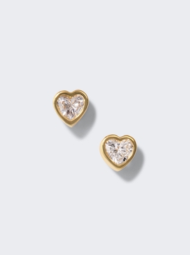Heart Diamond Stud Earrings 18k Yellow Gold