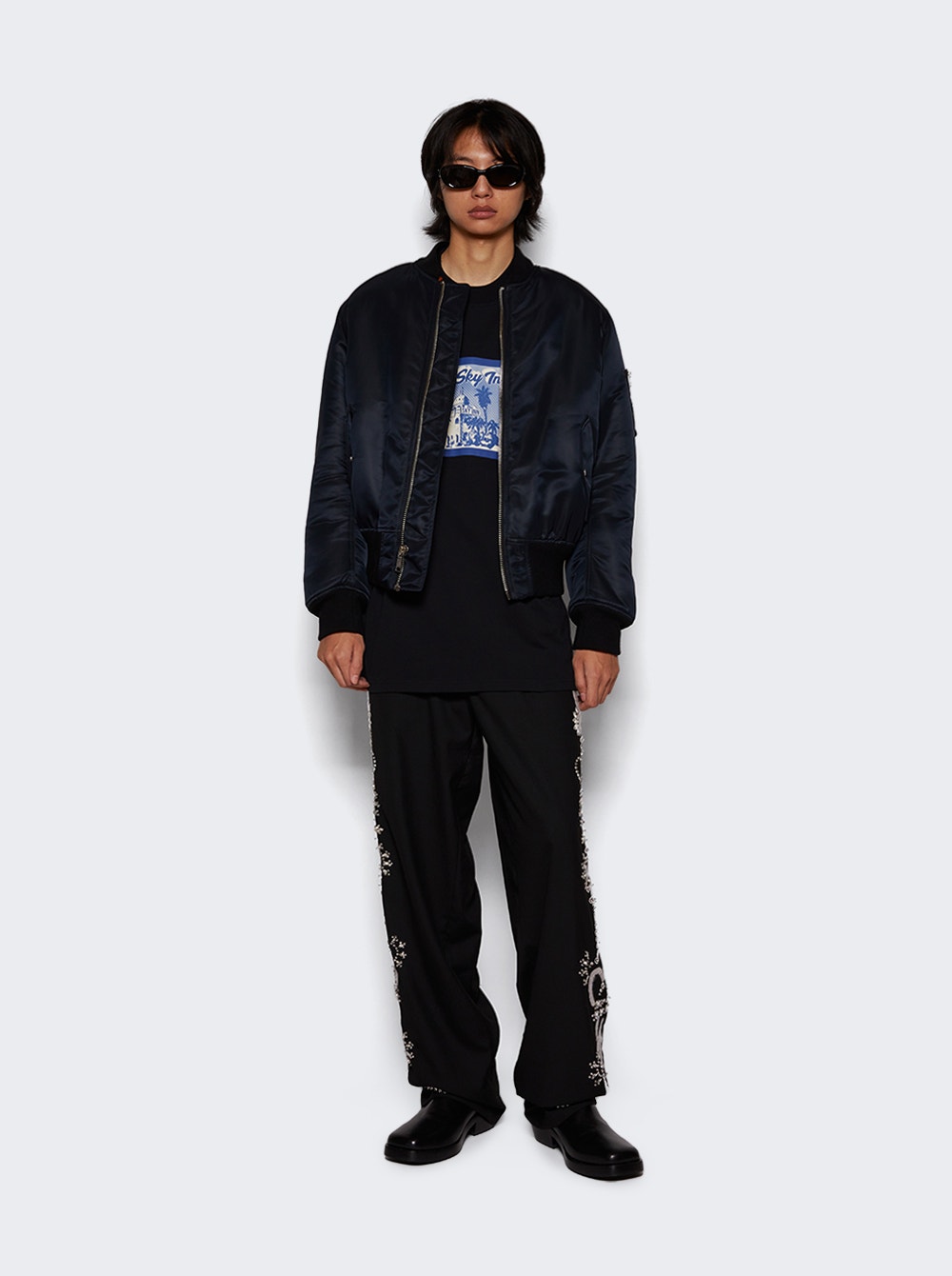 Embroidered Baggy Pants Jet Black | The Webster Embroidered Baggy Pants Jet Black | The Webster