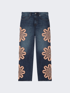 Embroidered Bootcut Jeans Blue