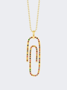 Multicolor Sapphire Paperclip Pendant Necklace