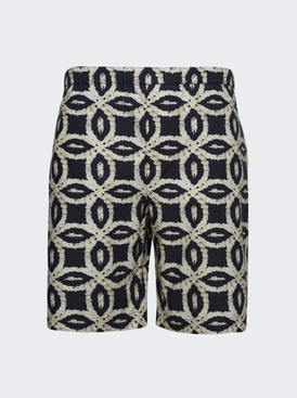 Meta Crochet Print Drawstring Shorts