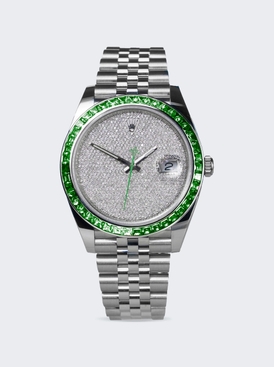 Pavé Diamond And Green Sapphire Datejust Watch