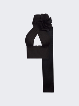 Flower Corsage Halter Top Black