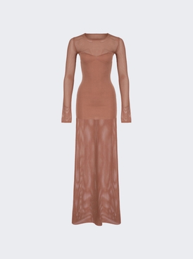 Long Mesh Dress Nude