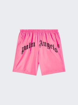 Curved logo swim shorts Fluorescent Pink