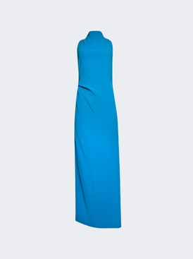 Matte Crepe Backless Column Dress Turquoise