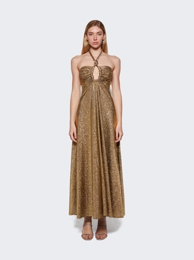 Metallic Jersey Sleeveless Cut Out Dress Gold secondary image
