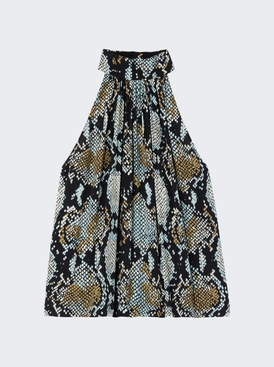 Printed Snake Crepe De Chine Top