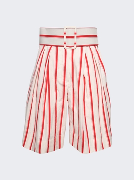 Belted Wide Shorts Red Stripe