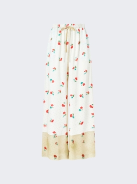 Drawstring Pant In Tuplid Jacquard White Multicolor