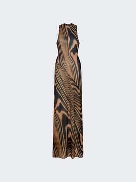 Zebra Printed Sheer Mesh Dress Beige And Black