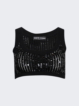 Sequin Crop Knit Top Black