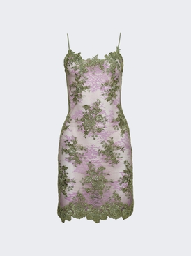 Double Layer Lace Slip Dress Green
