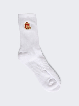 Embroidered Chevron Crest Sock White