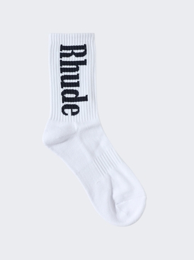 Vertical Logo Sock White And Navy
