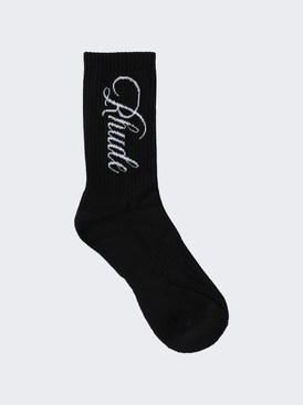 Vertical Script Sock Black And White