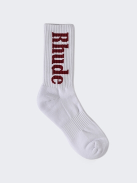 Vertical Logo Sock White And Maroon