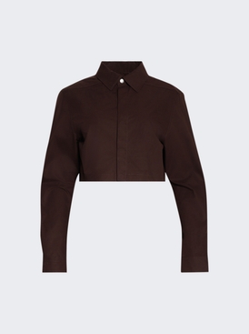Woven Cropped Outershirt Mahogany
