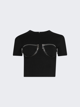 Zipper Bustier Cup T-shirt Black
