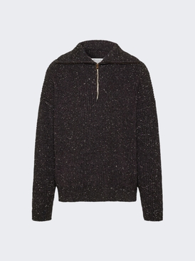 Shetland Wool Zip Sweatshirt Charcoal