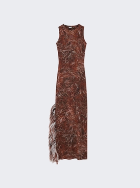 Paula's Ibiza Feather Tank Dress Brown And Multicolor