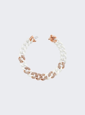 7 Pave And White Ceramic Essential Link Bracelet 18k Rose Gold