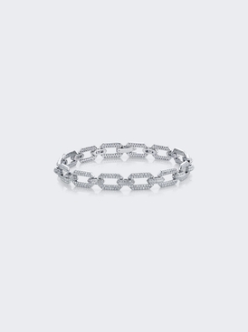 Diamond Pave Dome Flat Link Bracelet 18k White Gold