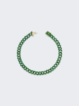 Green Garnet Mini Link Bracelet 18k Yellow Gold