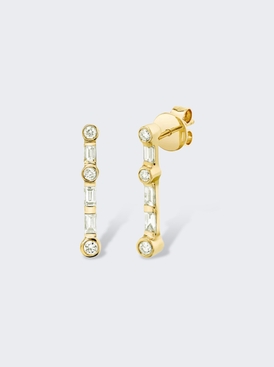 Diamond Stick Bone Stud Earrings .68ct 18k Yellow Gold