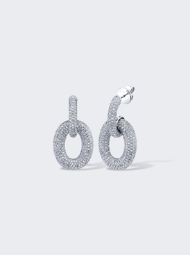Pave Diamond Link Door Knocker Earrings 18k White Gold