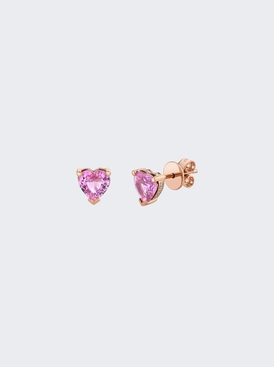 Pink Sapphire And Diamond Heart Halo Studs 18k Rose Gold