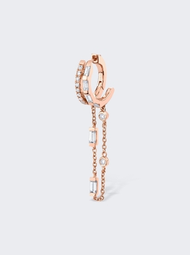 Diamond Double Mixed Fringe Huggie Single Earring 18k Rose Gold