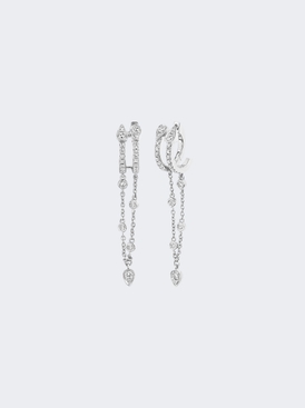 Double Diamond Fringe Pear Drop Huggie Earrings
