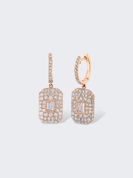 Pave Baguette Diamond Drop Earrings 18k Rose Gold
