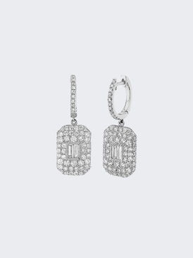 Pave And Baguette Diamond Drop Earrings 18k White Gold