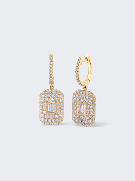 Pave Baguette Diamond Drop Earrings 18k Yellow Gold