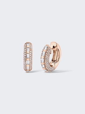 Mixed Diamond Huggies 18k Rose Gold