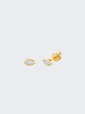 Diamond Marquise Bezel Stud Earrings 18k Yellow Gold